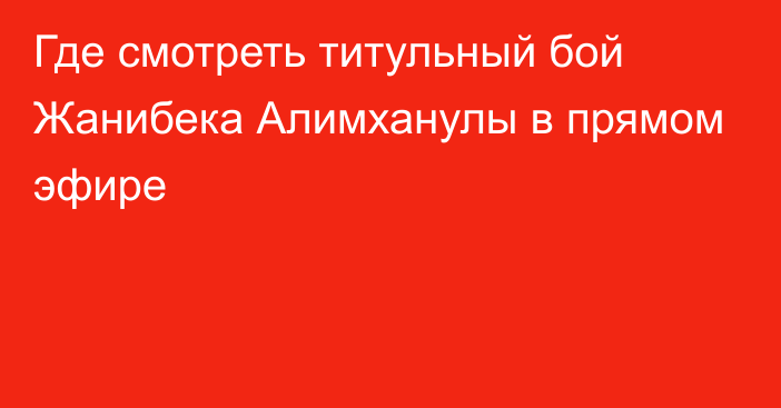 Где смотреть титульный бой Жанибека Алимханулы в прямом эфире