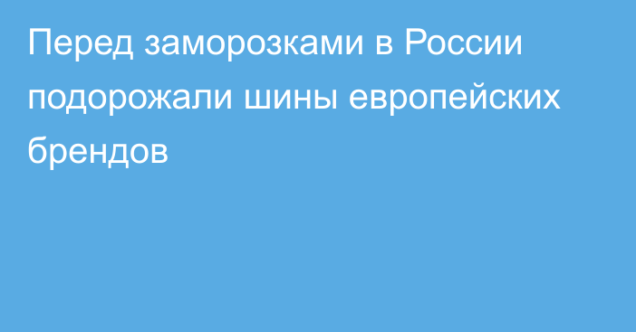 Перед заморозками в России подорожали шины европейских брендов