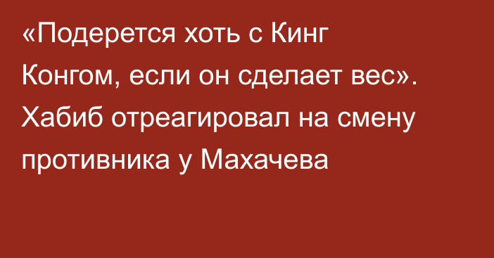 «Подерется хоть с Кинг Конгом, если он сделает вес». Хабиб отреагировал на смену противника у Махачева