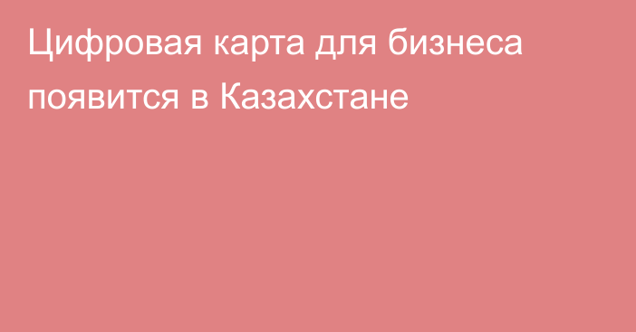 Цифровая карта для бизнеса появится в Казахстане