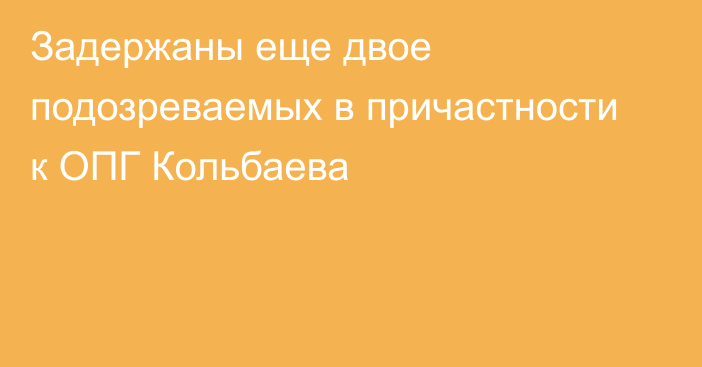 Задержаны еще двое подозреваемых в причастности к ОПГ Кольбаева