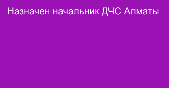 Назначен начальник ДЧС Алматы