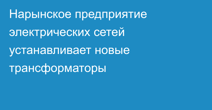 Нарынское предприятие электрических сетей устанавливает новые трансформаторы