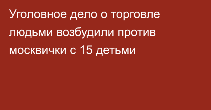 Уголовное дело о торговле людьми возбудили против москвички с 15 детьми