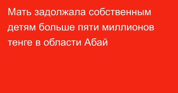 Мать задолжала собственным детям больше пяти миллионов тенге в области Абай