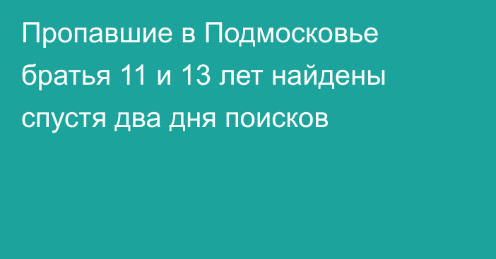 Пропавшие в Подмосковье братья 11 и 13 лет найдены спустя два дня поисков