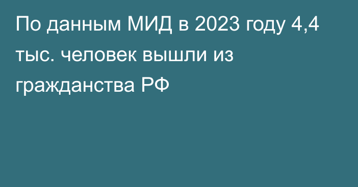 По данным МИД в 2023 году 4,4 тыс. человек вышли из гражданства РФ