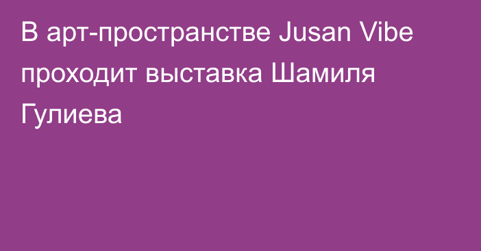 В арт-пространстве Jusan Vibe проходит выставка Шамиля Гулиева