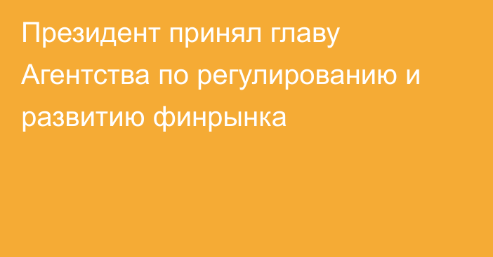 Президент принял главу Агентства по регулированию и развитию финрынка