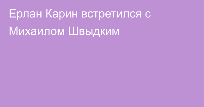 Ерлан Карин встретился с Михаилом Швыдким