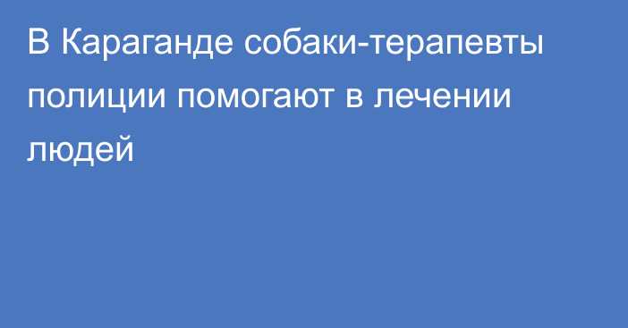 В Караганде собаки-терапевты полиции помогают в лечении людей