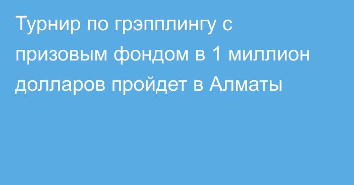 Турнир по грэпплингу с призовым фондом в 1 миллион долларов пройдет в Алматы