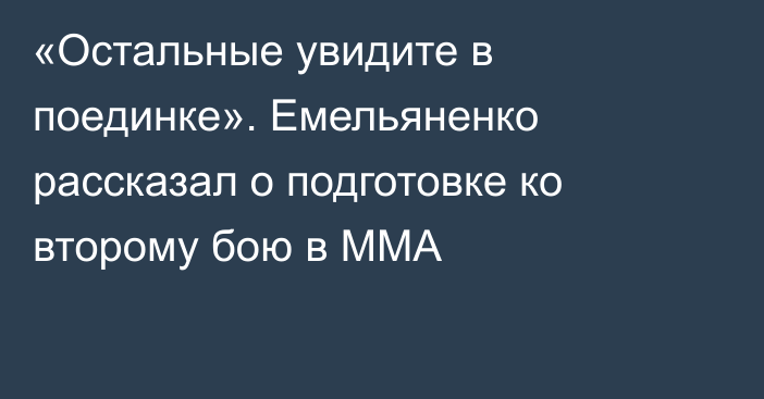 «Остальные увидите в поединке». Емельяненко рассказал о подготовке ко второму бою в ММА