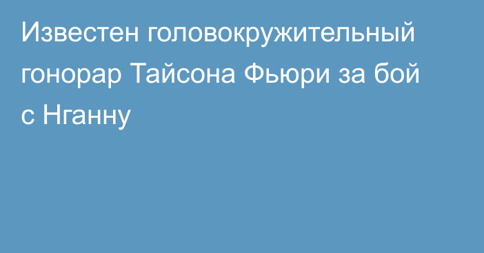 Известен головокружительный гонорар Тайсона Фьюри за бой с Нганну