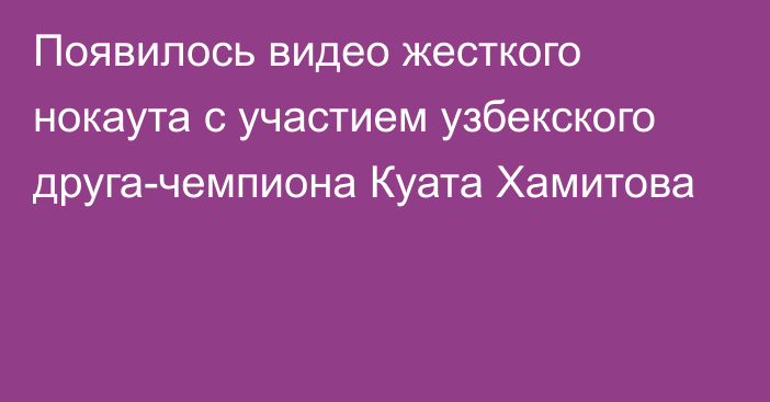 Появилось видео жесткого нокаута с участием узбекского друга-чемпиона Куата Хамитова