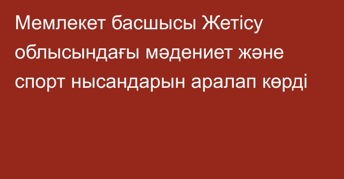 Мемлекет басшысы Жетісу облысындағы мәдениет және спорт нысандарын аралап көрді