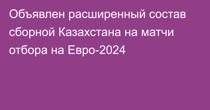 Объявлен расширенный состав сборной Казахстана на матчи отбора на Евро-2024