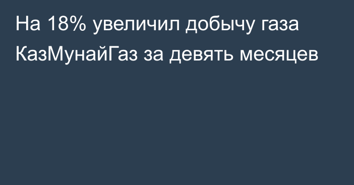 На 18% увеличил добычу газа КазМунайГаз за девять месяцев