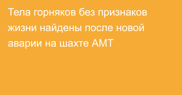 Тела горняков без признаков жизни найдены после новой аварии на шахте АМТ