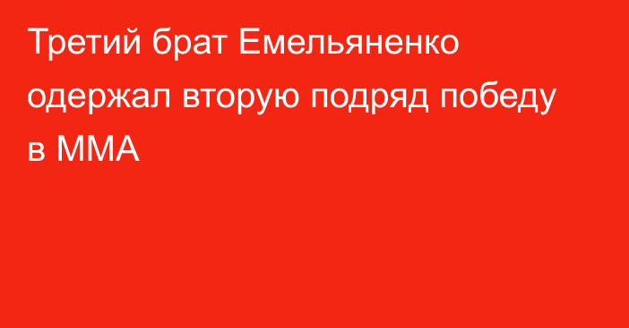 Третий брат Емельяненко одержал вторую подряд победу в ММА