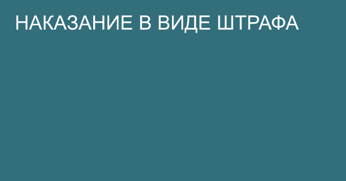 НАКАЗАНИЕ В ВИДЕ ШТРАФА