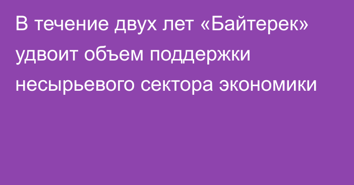 В течение двух лет «Байтерек» удвоит объем поддержки несырьевого сектора экономики