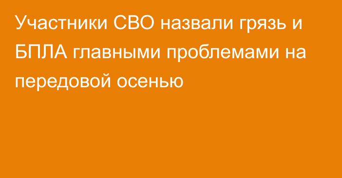 Участники СВО назвали грязь и БПЛА главными проблемами на передовой осенью