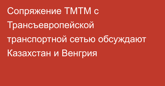 Сопряжение ТМТМ с Трансъевропейской транспортной сетью обсуждают Казахстан и Венгрия