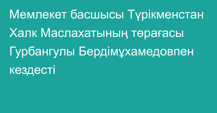 Мемлекет басшысы Түрікменстан Халк Маслахатының төрағасы Гурбангулы Бердімұхамедовпен кездесті