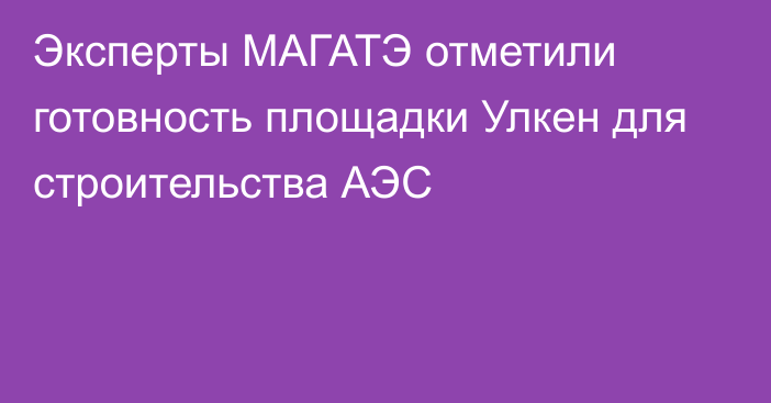 Эксперты МАГАТЭ отметили готовность площадки Улкен для строительства АЭС