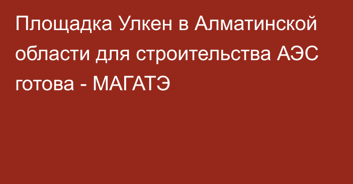 Площадка Улкен в Алматинской области для строительства АЭС готова - МАГАТЭ