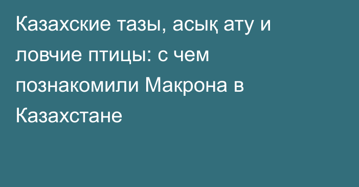 Казахские тазы, асық ату и ловчие птицы: с чем познакомили Макрона в Казахстане