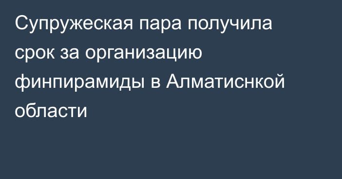 Супружеская пара получила срок за организацию финпирамиды в Алматиснкой области