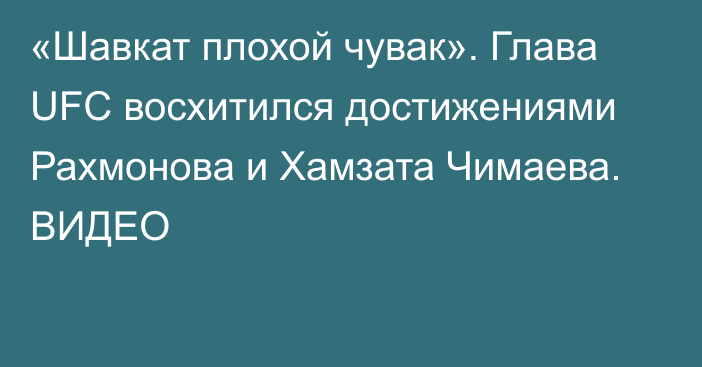 «Шавкат плохой чувак». Глава UFC восхитился достижениями Рахмонова и Хамзата Чимаева. ВИДЕО