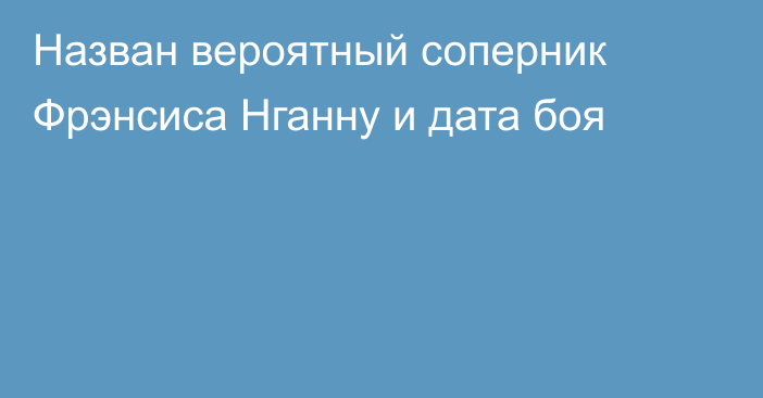 Назван вероятный соперник Фрэнсиса Нганну и дата боя