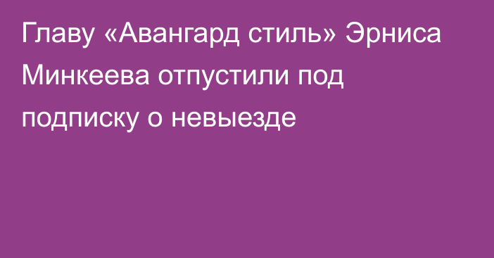 Главу «Авангард стиль» Эрниса Минкеева отпустили под подписку о невыезде