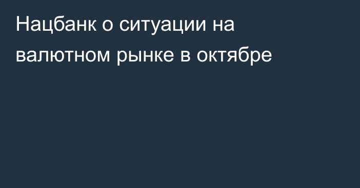 Нацбанк о ситуации на валютном рынке в октябре