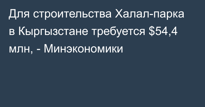 Для строительства Халал-парка в Кыргызстане требуется $54,4 млн, - Минэкономики 