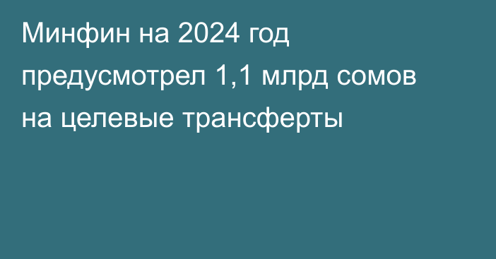 Минфин на 2024 год предусмотрел 1,1 млрд сомов на целевые трансферты