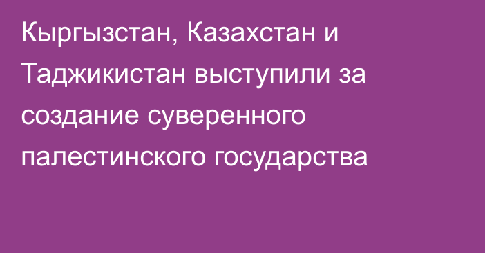 Кыргызстан, Казахстан и Таджикистан выступили за создание суверенного палестинского государства