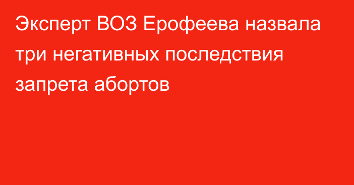 Эксперт ВОЗ Ерофеева назвала три негативных последствия запрета абортов