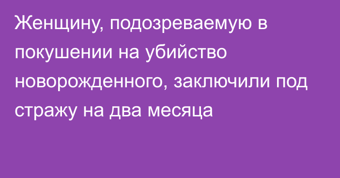 Женщину, подозреваемую в покушении на убийство новорожденного, заключили под стражу на два месяца