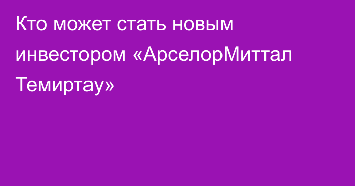 Кто может стать новым инвестором «АрселорМиттал Темиртау»