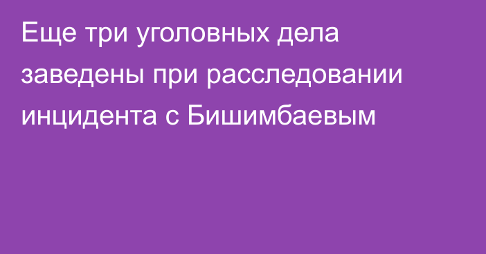 Еще три уголовных дела заведены при расследовании инцидента с Бишимбаевым