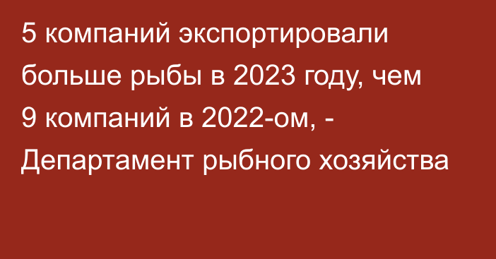 5 компаний экспортировали больше рыбы в 2023 году, чем 9 компаний в 2022-ом, - Департамент рыбного хозяйства  