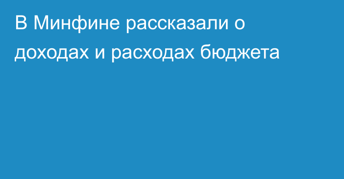 В Минфине рассказали о доходах и расходах бюджета