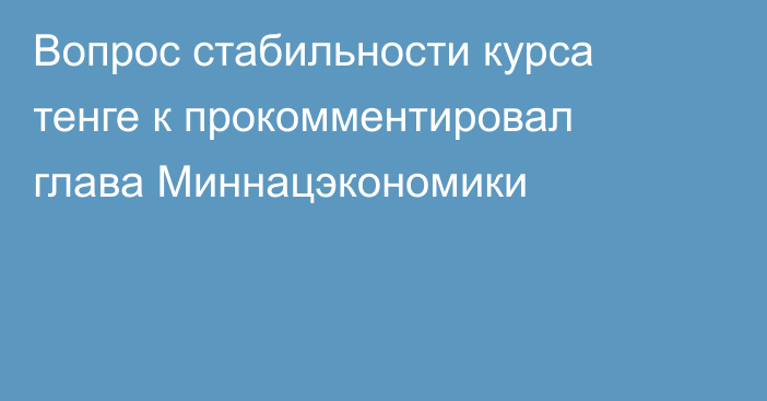 Вопрос стабильности курса тенге к прокомментировал глава Миннацэкономики