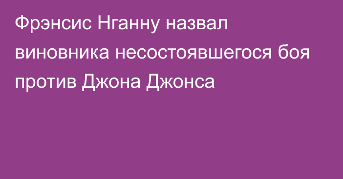 Фрэнсис Нганну назвал виновника несостоявшегося боя против Джона Джонса