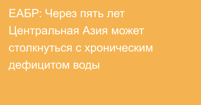 ЕАБР: Через пять лет Центральная Азия может столкнуться с хроническим дефицитом воды