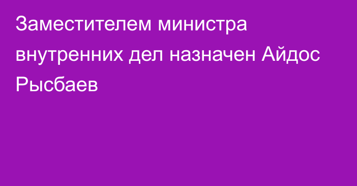 Заместителем министра внутренних дел назначен Айдос Рысбаев